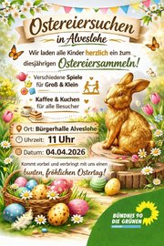 Alvesloher Ostereiersuche 4.0 am 04.04.2026 von 11 bis 13 Uhr um die Bürgerhalle Alveslohe