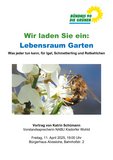 Vortrag "Lebensraum Garten" – Was kann jeder tun für Igel, Schmetterling und Rotkehlchen um 19 Uhr im Bürgerhaus Alveslohe